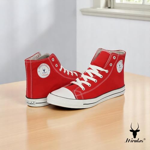 Image of Hirolas Men's Vulcanized Canvas Rubber Toe High Ankle Skateboard Sneakers Shoes.
