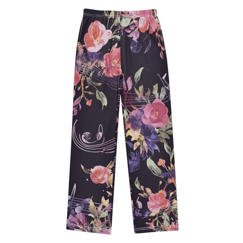 ZZXXB Music Note Rose Flowers Boys Long Pants Soft Trousers