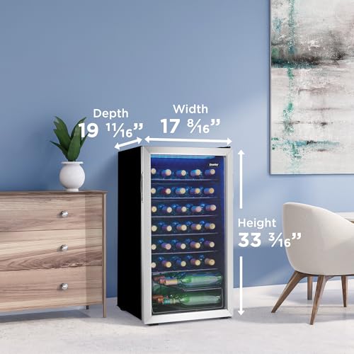 Danby DWC036A1BSSDB-6 3.3 Cu. Ft. Free Standing Wine Cooler, Holds 36 Bottles, Single Zone Fridge With Glass Door - Chiller for Kitchen, Home Bar, Black/Grey by Danby - Image 5