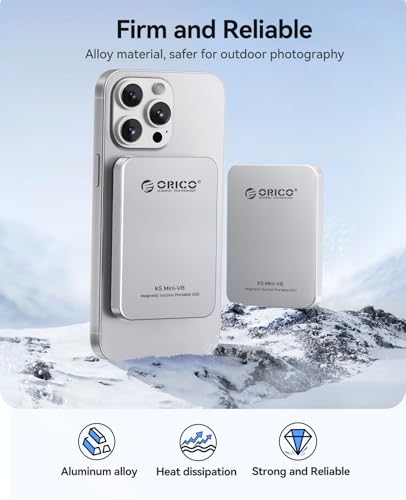 Image of ORICO 1TB Magnetic External SSD, Aluminum Alloy, Up to 460MB /s, External Solid State Drive, Expand Storage for iPhone 17 Pro Max, Compatible w /MagSafe, USB-C Smartphones - K5MINI