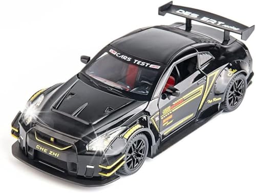 Image of 1:24 Scale Nissaan GTR Model Alloy Metal Pull Back Toy car for Kids with Openable Doors & Light, Music Toy Vehicle for Kids (1:24 Nissaan GTR (Black))
