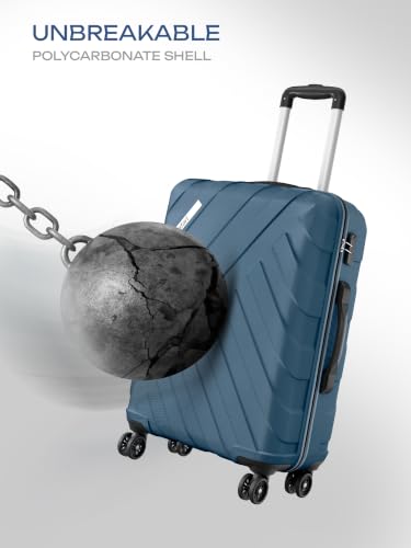 Image of Safari Voro Set of 3 Trolley Bag Hard Case Polypropylene, 8 Spinner Wheels, 360 Degree Wheeling Carry on Luggage, Travel Bag, Suitcase for Travel, Trolley Bags for Travel, Ink Blue