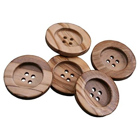 Pack of 10 Beautiful Wooden Buttons 4 Hole Made in Europe with Natural Grain Wooden Buttons Natural Buttons (20 mm) Cover