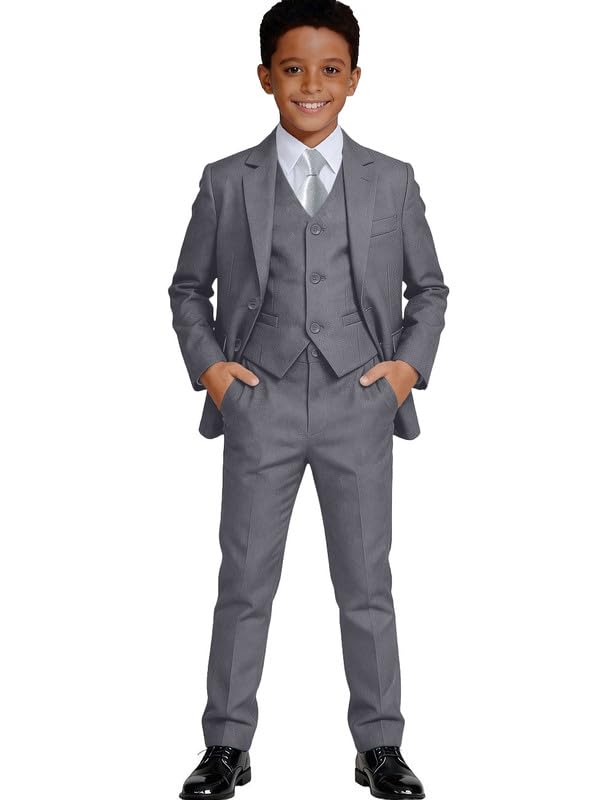 Visaccy Boys Formal Suit Slim Fit Tuxedo Suits for Kids Ring Bearer Outfit