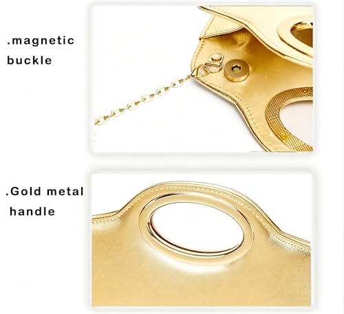 Image of Top Metal Handle Clutch Bags for Women, Evening Handbag Shoulder Crossbody Purse with Chain
