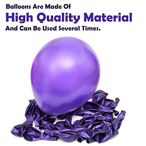 Image of Party Propz Purple Balloons For Birthday Decoration - Set of 50 Pcs Purple Balloons For Decoration | purple theme birthday decorations | Metallic Balloons for Decoration (Latex)