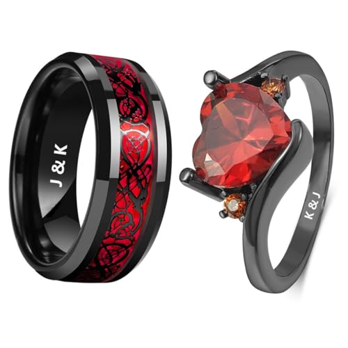 Personalized Couple Rings for Him/Her, Engagement Wedding Rings Set, Gift for Girlfriend, Boyfriend, Wife, Husband