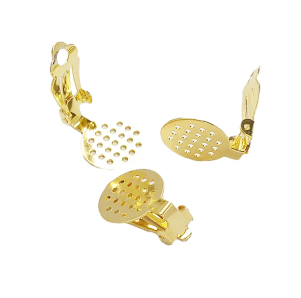 Clip-On Orecchini Acciaio Inossidabile Oro 20 Pezzi Rotondo Piatto Dorso Vassoio Convertitori Donne