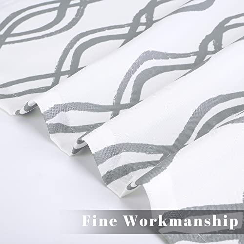 Homerry Geometric Short Curtains Set Of 2 Rod Pocket Kitchen Curtains Farmhouse Half Window Tiers Short Window Treatment For Living Room Bedroom, 26" W X 30" L, Grey #TOP7