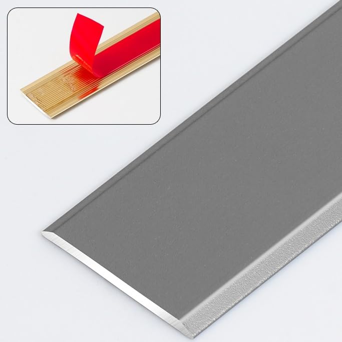 Tira de transición autoadhesiva de aluminio para alfombras y suelos, color gris oscuro, 33 mm, umbral cortable para transiciones de parkett y suelos, solución duradera y elegante