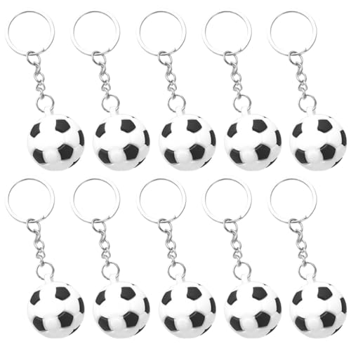 JchEnye Conjunto de 10 pendentes de chaves em forma de bola de futebol, bola desportiva e bola antistress. Ideal como presente para festas, para fãs de futebol, escolas e clubes de futebol.