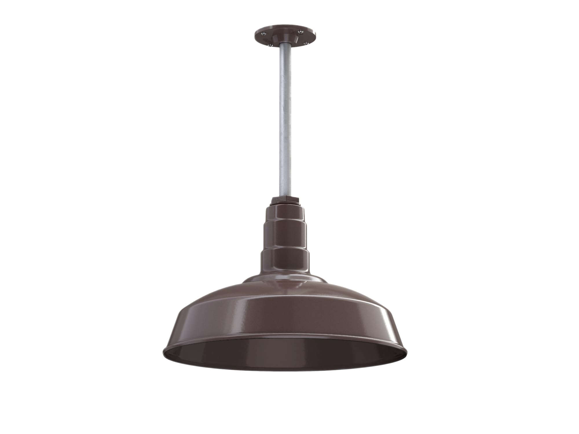 12" Stem Barn Light Pendant 16" Dome | Garage Workshop | Dark Bronze