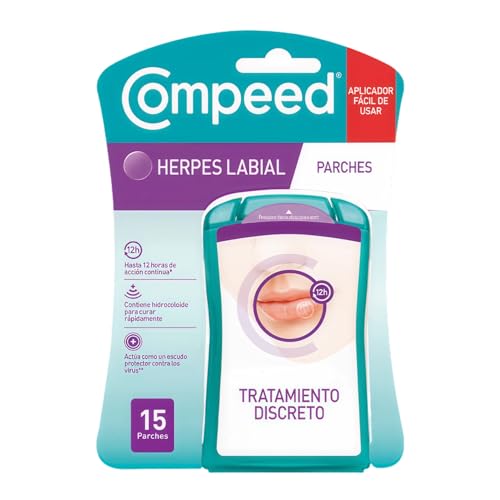 Compeed Parches Herpes Labial, Tratamiento Hidrocoloide Curación Rápida, Pack 15 uds.
