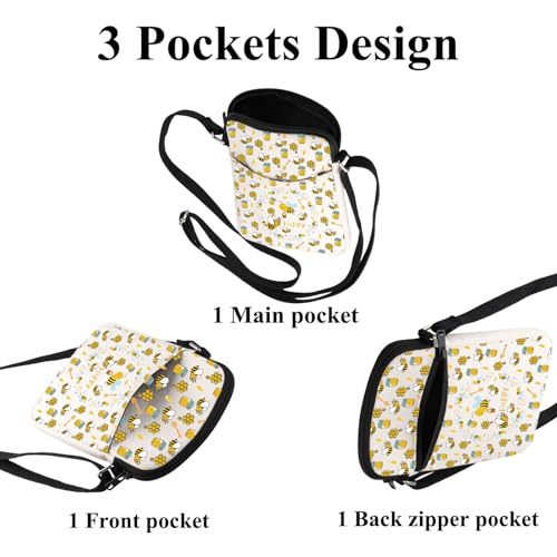 FUSTMW Bee Crossbody Purse Gifts for Bees Lovers Cross Body Bag Honey Bee Gifts Travel Cell Phone Purse3