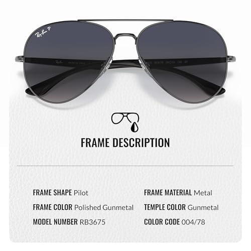 Image of Ray-Ban RB3675 Pilot Shaped Sunglasses for Men & Women with Official RAYBAN Eyewear Kit
