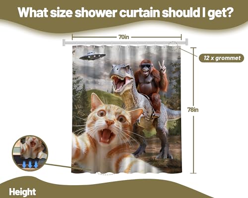 Image of Extra Tall Shower Curtain XL Funny Cat Monkey, 70 x 78 Inchs