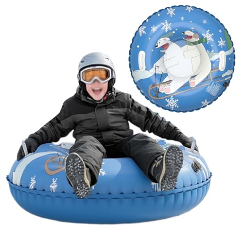 Luge gonflable à double poignée ultra résistante pour sport d'hiver et glisse extérieure