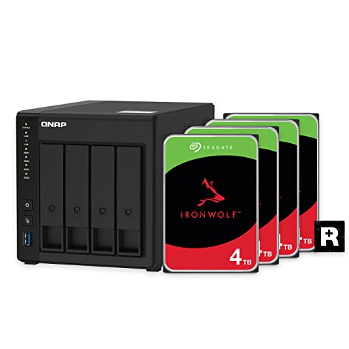 QNAP 4 Bay 4K Hardware transcoding NAS with 12TB Storage Capacity, Preconfigured RAID 5 Seagate IronWolf Drives Bundle, with HDMI Output (TS-451D2-4G-44R-US)