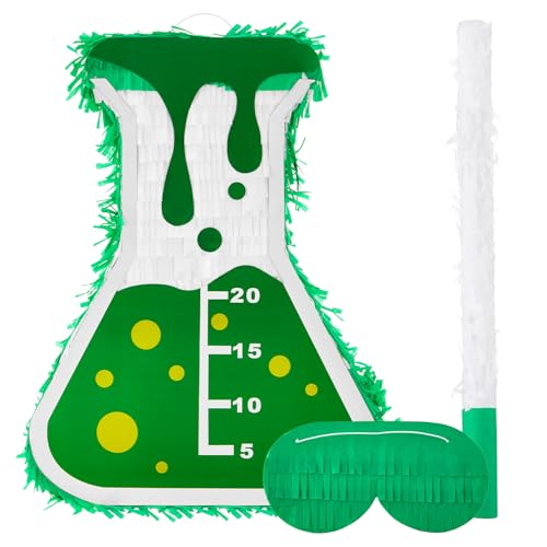 Soulchen Mad Scientist Science Beaker Piñata with Stick and Mask Blindfold