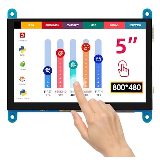 ELECROW for Raspberry Pi 4 Touchscreen Monitor 5 inch HDMI Monitor Display 800x480 Compatible with Raspberry Pi 4 3B+ 3B 2B BB Black Banana Pi Windows 10 8 7
