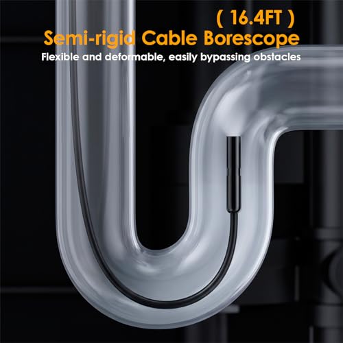 Cámara Endoscópica HD 1920P con Luz, Cámara de Inspección IP67 Impermeable, Semirígida de 7.9 mm de Diámetro, Cable de 16.41FT con 8 LED, Compatible con iPhone Android para Automóviles y Tuberías miniatura 5