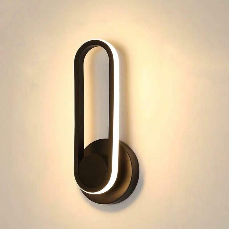 Primega - Lámpara de pared para dormitorio, luz LED moderna, minimalista, 30 x 12 x 7 – 12 W, hierro negro LED luz cálida