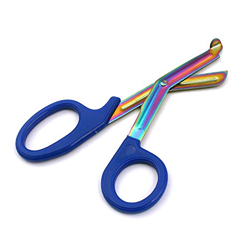 LAJA IMPORTS PARAMEDIC UTILITY BANDAGE FIRST AID STAINLESS STEEL TRAUMA EMT EMS SHEARS SCISSORS 7.25' RAINBOW (MULTI COLOR)