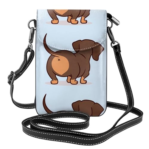 Petit sac bandoulière teckel portefeuille cuir PU avec cartes