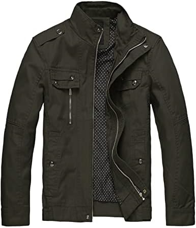 Wantdo Men's Cotton Lightweight Military Style Jacket Army Green,Large
