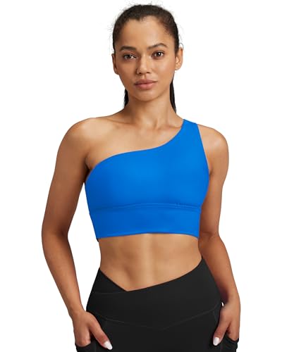 Image of Queenie Ke Womens One Shoulder Sports Bra Left Side Strap Yoga Bras Gym Training Workout Crop Tops