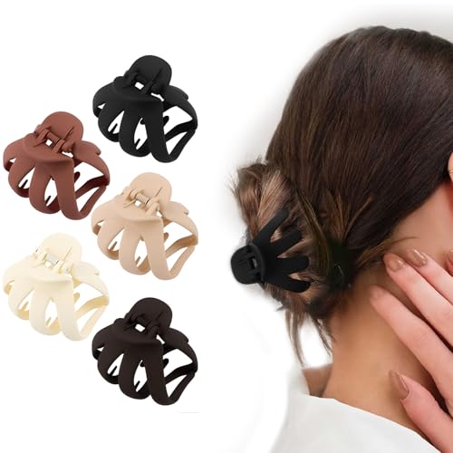 ELNX Lot de 5 Pinces à Cheveux Pieuvre, antidérapantes, Mates, à Tenue Solide, pour Cheveux épais, Fins, bouclés, Longs, de Taille Moyenne, pour Femmes et Filles