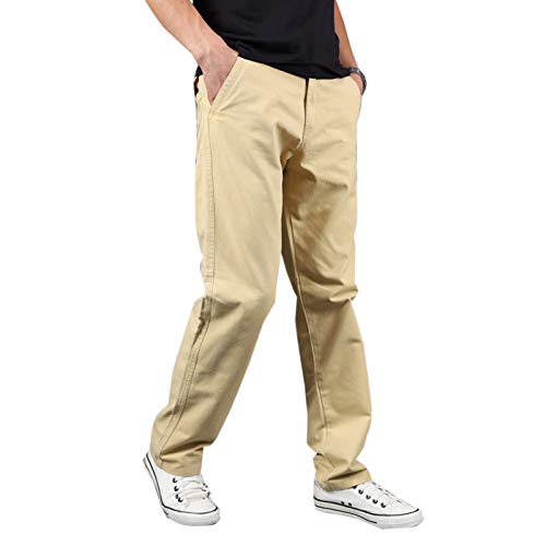 Men's Casual Trousers Chino Cotton Work Cargo Pants Inelastic