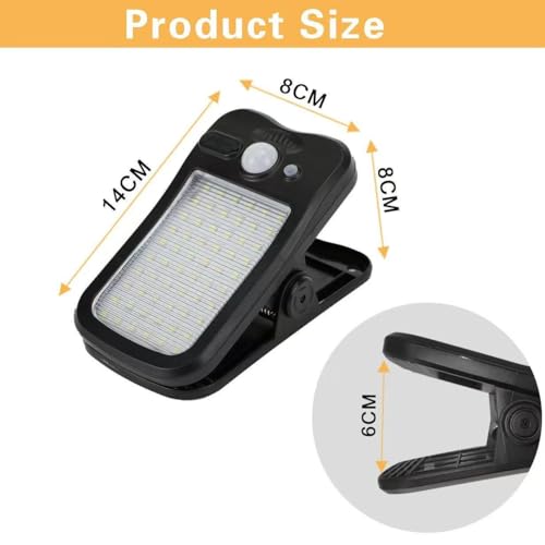Image of 60 LED Outdoor Solar Clip Light, Motion Sensor Waterproof Portable Lamp, Dual Charging, 3 Modes for Patio & Fence (4 Pack)