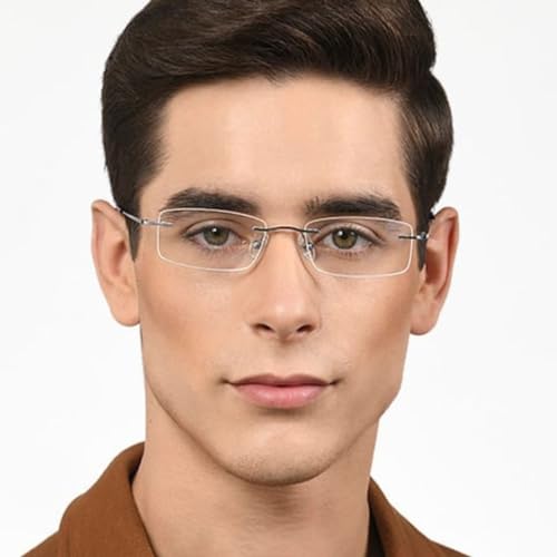 Image of Redex Rimless Rectangel Bifocal Reading Glasses Anti Glare Protection For Unisex Power Available 0.50 0.75 1.00 1.25 1.50 1.75 2.00 2.25 2.50 2.75 3.00