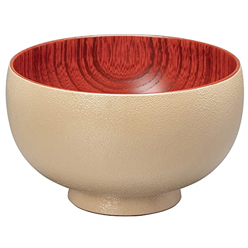 山中漆器 白鷺木工 汁椀 しらさぎ椀 M 約11cm sibo けやき 赤×ベージュ 日本製