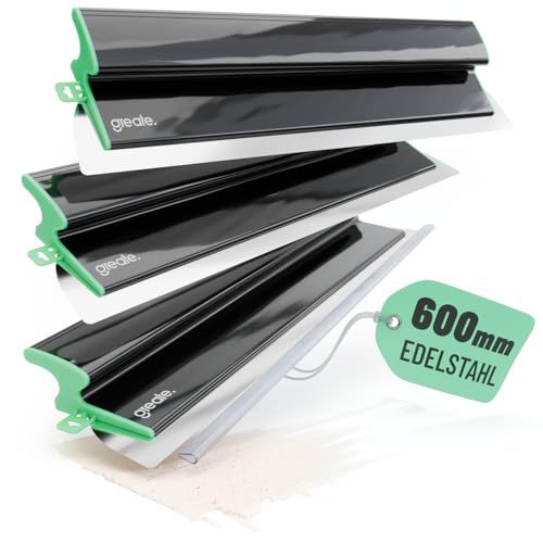 greate 3x Flächenspachtel 60 cm mit ergonomischem Griff - Glättspachtel für ansatzfreies Spachteln - Flächenglätter für Trockenbau - Spachtelwerkzeuge, Federspachtel, Z Spachtel Glätter