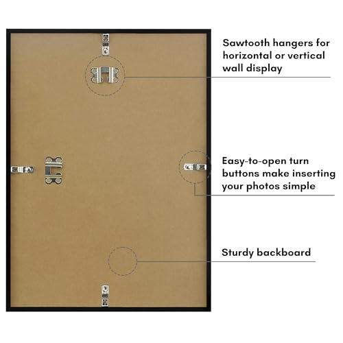 Image of Americanflat 10x14 Picture Frame with Shatter-Resistant Glass - Streamline Collection - Thin Border Picture Frame for Wall Display - Hanging Hardware Included - Black