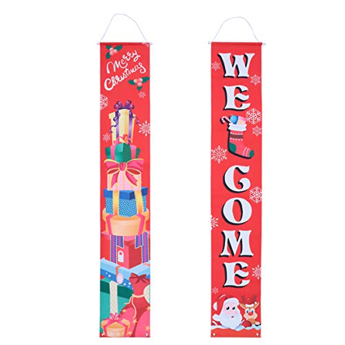 Cabilock 1 par de banners de varanda, placa de boas-vindas para varanda, decoração de Natal para fes