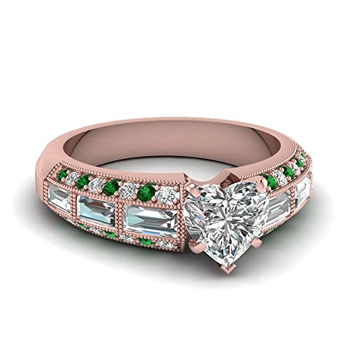 Image of Choose Your Gemstone Edwardian Engagement Ring Rose Gold Plated Heart Shape Vintage Engagement Rings Ornaments Surprise for Wife Symbol of Love Clarity Comfortable US Size 4 to 12