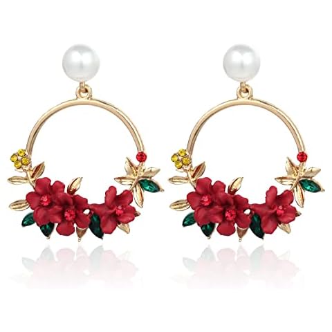 TIANBANGSHI Fashion Charm flower wreath Dangle Earrings Minimalist flower Drop Earrings Lightweight Cute Earrings for Women Girls Gift Jewelry, Zinc, np Cover