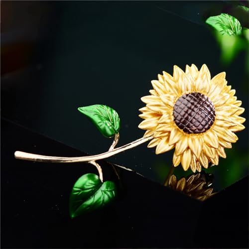 Image of WCRAZYE Sunflower Flower Brooch Pin for Women Girls Elegant Enamel Crystal Rhinestone Yellow Flower Plant Brooch Pin, Charm Sun Flower Coat Brooch for Mom Christmas Valentine's Day Jewelry Gifts