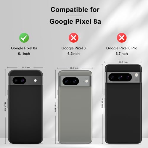 Image of Jasonyu Flip Wallet Case for Google Pixel 8A,Leather Magnetic Folio Cover with Card Holder,Kickstand - TPU Shockproof Durable Protective Phone Case,Black