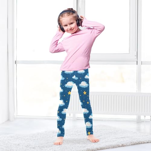 ALAZA Girls' Leggings Children's Yoga Pants Skinny Printed Dance Clouds Star Comfortable 4T3