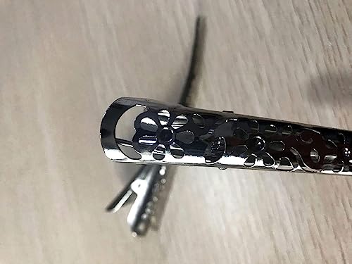 Time Roaming Duck Bill Clip Color Silvery Flower Shaped 5.1" Length Large Size without Teeth Pack of 4