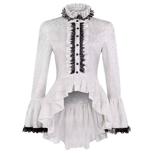 Chemise Médiévale Femme à col montant et manches trompettes pour costume victorien chic