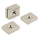 N42 Neodym - Magnet Für Kunst, Kunsthandwerk, Modellherstellung, Diy, Hobbys - 25 x 20 x 5mm Dick x 4,5mm C/S - 9,8kg Pull - Pack von 4