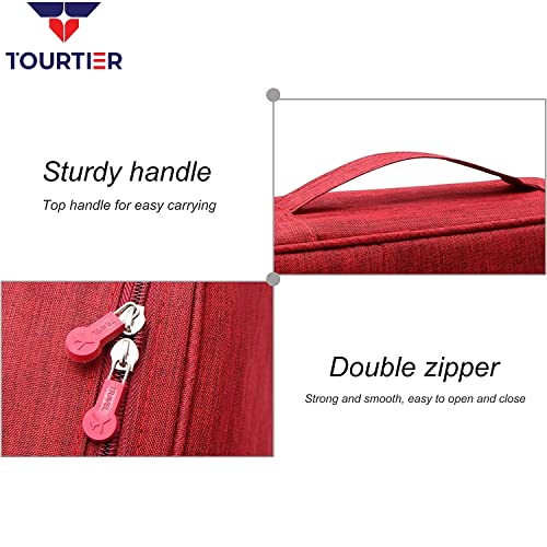 TOURTIER Digital Accessories Cable Organizer Bag - Travel Electronics Storage Case Protects USB Drives, Memory Cards, Chargers, SD Card, Cords, Adaptors and Other Device Accessories (Red) 5 416jhmDNDLL