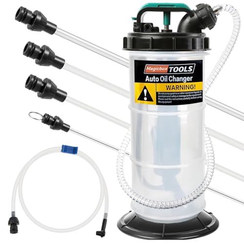 Magicbox 5.3L Manual Oil Fluid Extractor Pump 6 Hose Vacuum Fluid Changer for Engine & Transmission Oil Automotive Fluid Evacuator with Adapters for Car Motorcycle Boat Maintenance