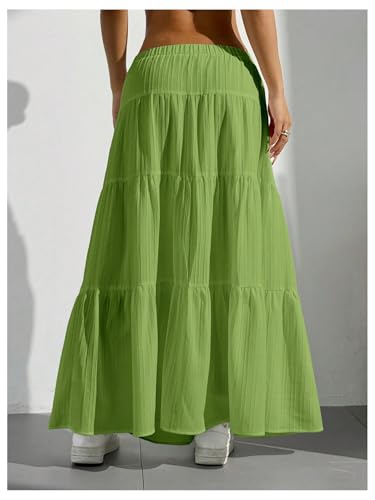 Image of Verdusa Women's Long Maxi Skirt Boho Flowy Flared Ruffle Skirts 2026 Beach Vacation Summer Going Out Outfits