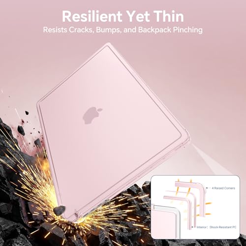 Image of MOSISO Compatible with MacBook Pro 14 inch Case M5 M4 M3 M2 M1 2026-2021 | Enhanced Shock-Absorbing Perimeter Matte Hard Case, A3427 A3426 A3434 A3112 A3185 A3401 A2918 A2992 A2779 A2442, Pink